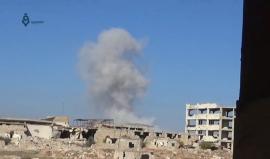 ‫حلب - قصف على حي الليرمون وتصاعد دخان‬