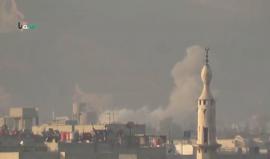 غارات جوية من طائرات النظام على مدينة حرستا في الغوطة الشرقية 
تصوير: أبو الفداء