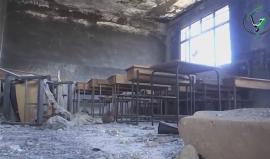 الطيران الروسي يدمر مدرسة في مدينة #حيان بريف #حلب الشمالي