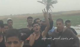 لحظة إصابة الشهيدين محمد أبو ريدة وبهاء قديح برصاص قوات الاحتلال شرق خانيونس عصر اليوم.
تصوير أحمد قديح