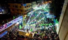 حشد جماهيري في رفح إحياء لذكرى انطلاقة حماس