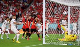 جانب من مباراة المغرب وبلجيكا