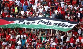علم فلسطين في مدرجات استاد الجنوب
