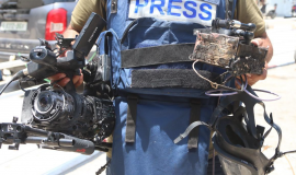 معدات أحد الصحفيين التي تم استهدافها من قبل الاحتلال في جنين