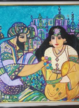 لوحة "ألف ليلة وليلة" للفنانة التشكيلية العراقية "ملاك جميل"