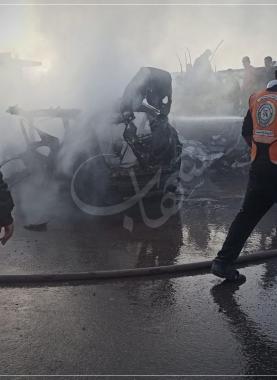 شهيد وإصابات بقصف الاحتلال لمركبة بمخيم المغازي وسط القطاع