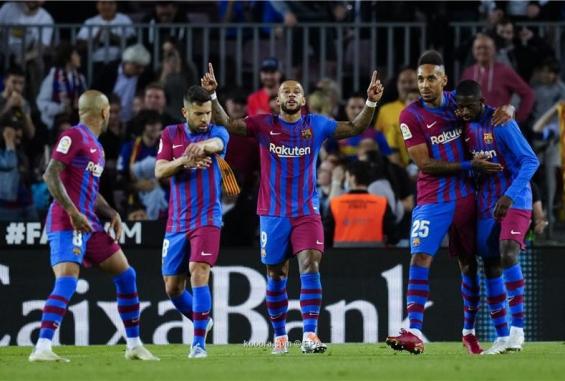 فرحة لاعبي برشلونة بالفوز