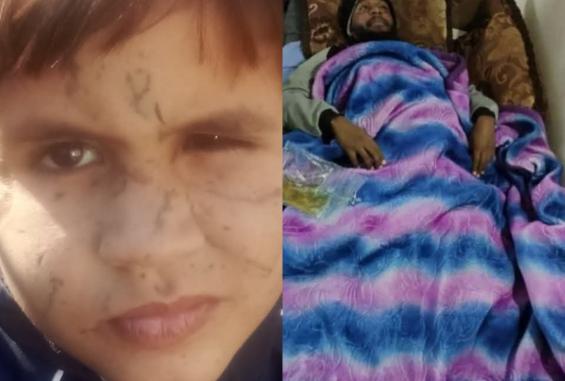 الشاب راضي إسماعيل أبو سعد و الطفل آدم أبو حليب