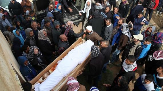 مراسم تشييع جثمان الشهيد يوسف ابو القيعان بالنقب المحتل