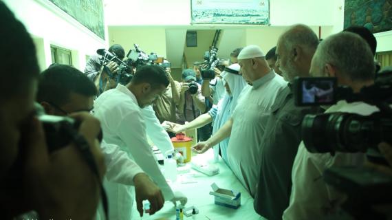 حملة للتبرع بالدم بخانيونس جنوب قطاع غزة لصالح جرحى انفجار مرفأ بيروت