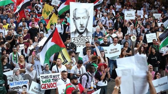 تظاهرة في استراليا رافضة لزيارة بنيامين نتنياهو رئيس حكومة الاحتلال