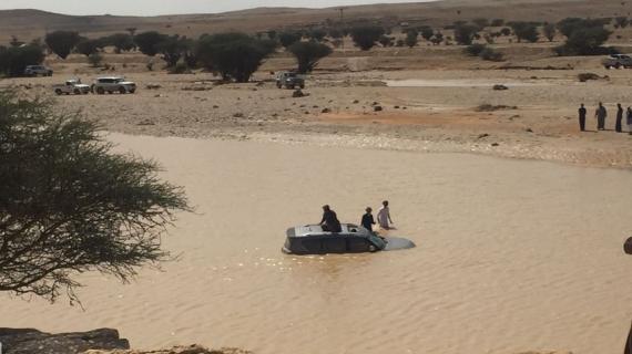 الفياضنات الناتجة عن غزارة الأمطار في محافظة الخرج بالسعودية