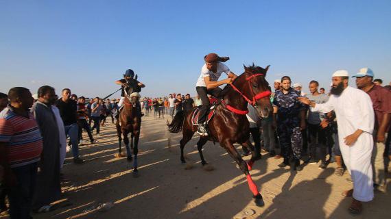 سباق الخيل في مدينة رفح جنوب قطاع غزة