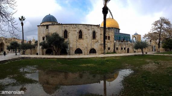 الأجواء الماطرة في المسجد الاقصى