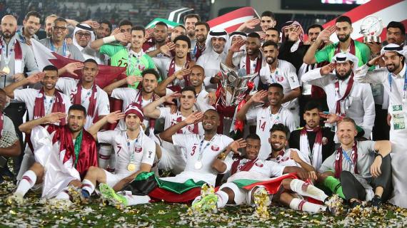 احتفالات تتويج المنتخب العنابي في بطولة كأس آسيا