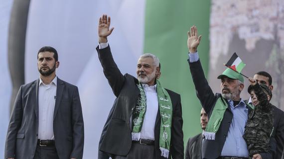 جانب من مشاركة رئيس حركة حماس إسماعيل هنية في مهرجان انطلاقة حماس ال30