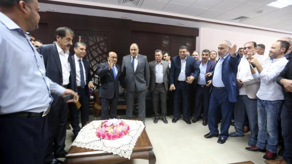 مراسم تسليم معبر رفح جنوب قطاع غزة لحكومة الوفاق.