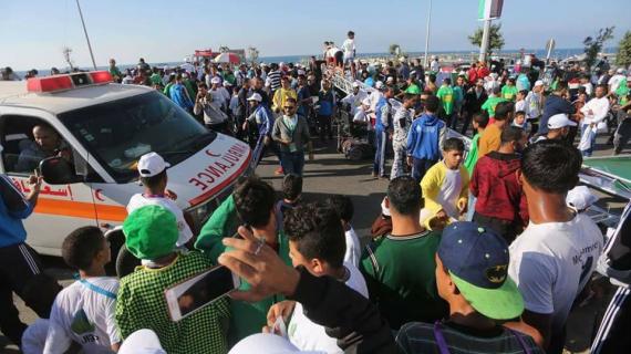 إصابة 23 مواطناً جراء انهيار رافعة حديدية خلال خلال مارثون رياضي لشركة جوال بمدينة غزة