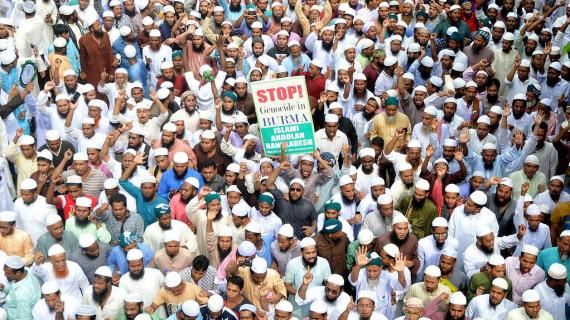 تظاهرات في دكا عاصمة بنغلاديش رفضا لإبادة مسلمي الروهينغا