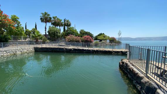 وصول مياه بحيرة طبريا الى البيوت المحيطة بها بسبب الأمطار الغزيرة الشتاء الماضي