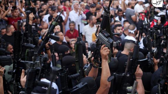 حفل تأبين الشهــيدين محمد العزيزي وعبد الرحمن صبح بعد مرور أربعين يوماً على استشــهادهم في مدينة نابلس