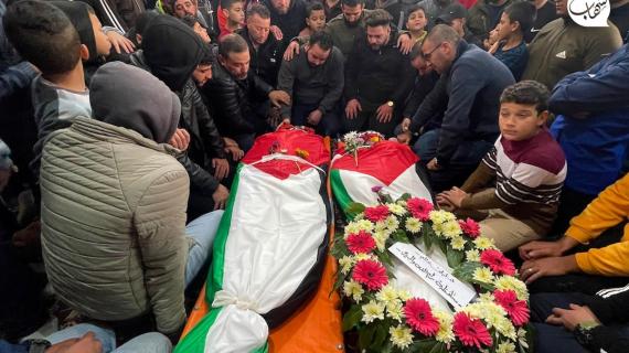 وداع وتشييع الشـهـيدين الشقيقين محمد ومهند مطــير في مخيم قلنديا شمال القدس المحتلة