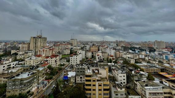 أجواء المنخفض الجوي في مدينة غزة