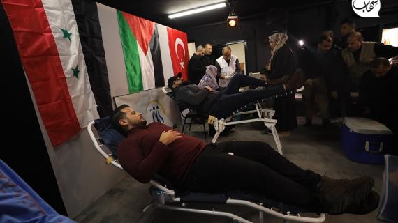 جسد واحد ألم واحد.. حملة بمدينة غزة للتبرع بالدم لصالح الجرحى المصابين بالزلزال الذي ضرب سوريا وتركيا