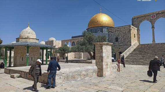 أجواء ظهر سابع أيام شهر رمضان المبارك في المسجد الأقصى