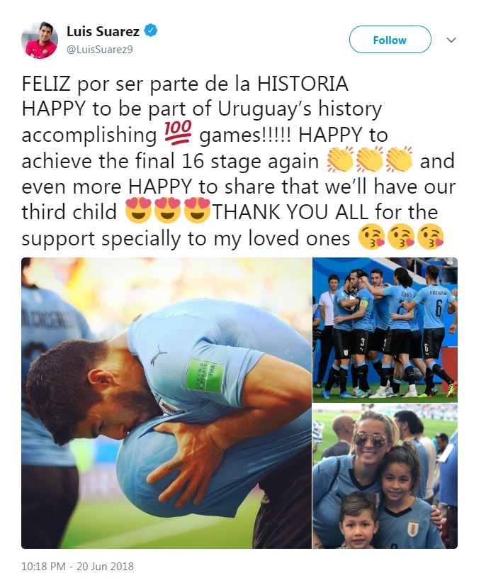 تغريدة سواريز عبر تويتر