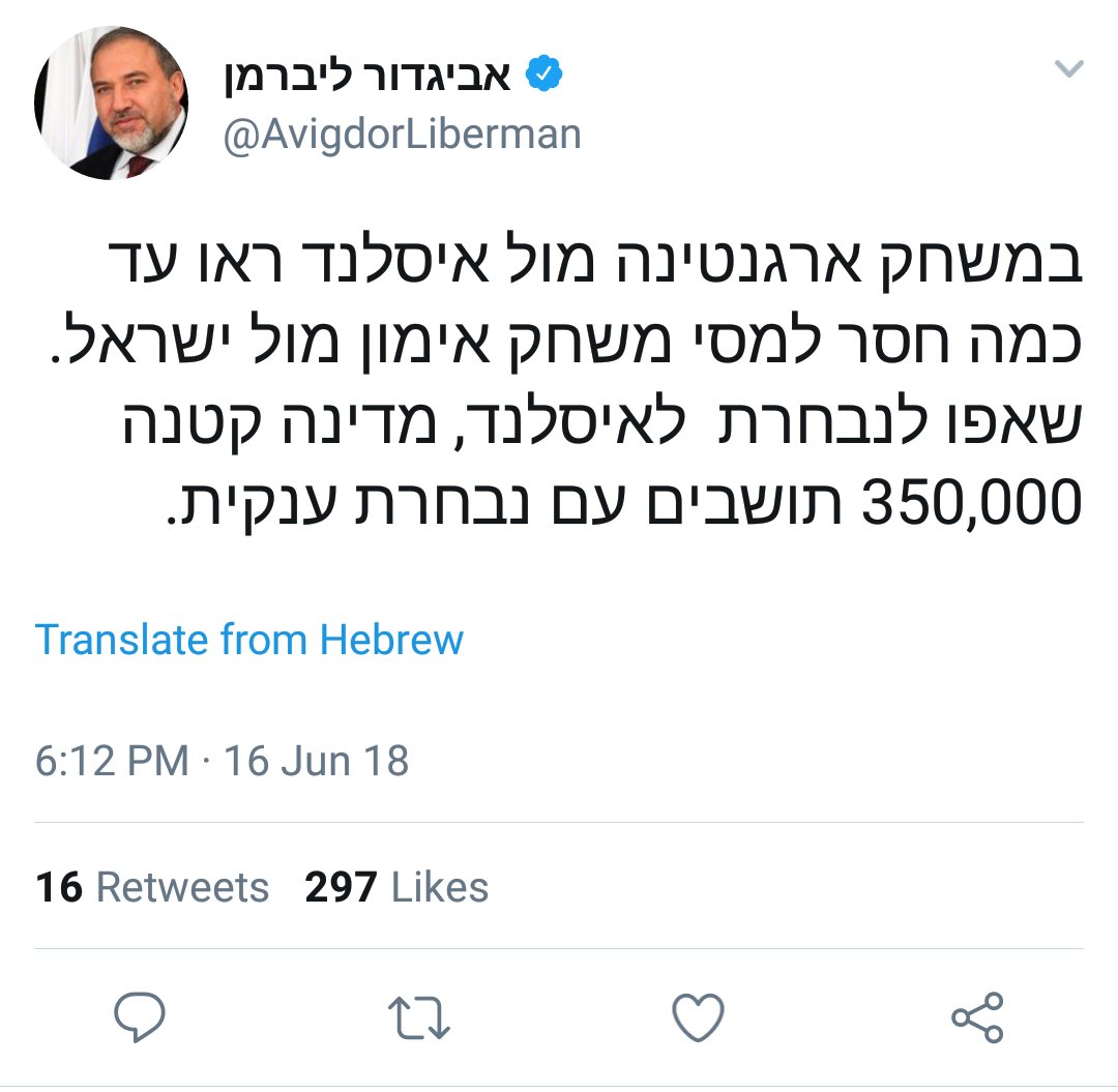 تغريدة ليبرمان عبر تويتر