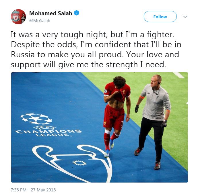 تغريدة محمد صلاح عبر تويتر